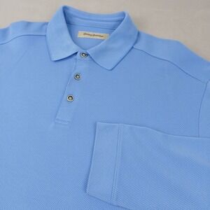 Tommy Bahama XL Mens Shirt Polo Modal Knit Blue 25x30 Soft Long Sleeve